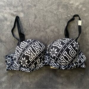 PINK Victoria's Secret Black and White Multi-Way Strap Push-Up Bra